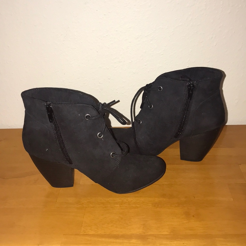 Black Suede Booties- Brand New